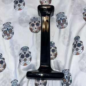 Cambridge Ebony Black Glass No. 2889 6-1/4 Inch Square Pillar Candlestick